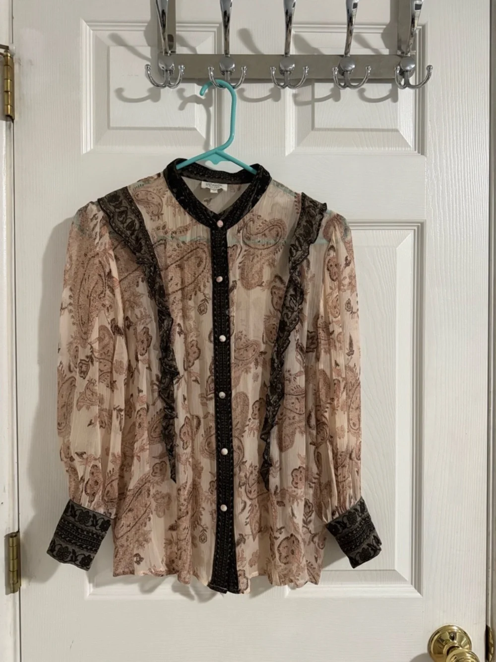 HEMANT & NANDITA set with Beige Paisley Sheer Blouse & Matching Skirt - Picture 3 of 5